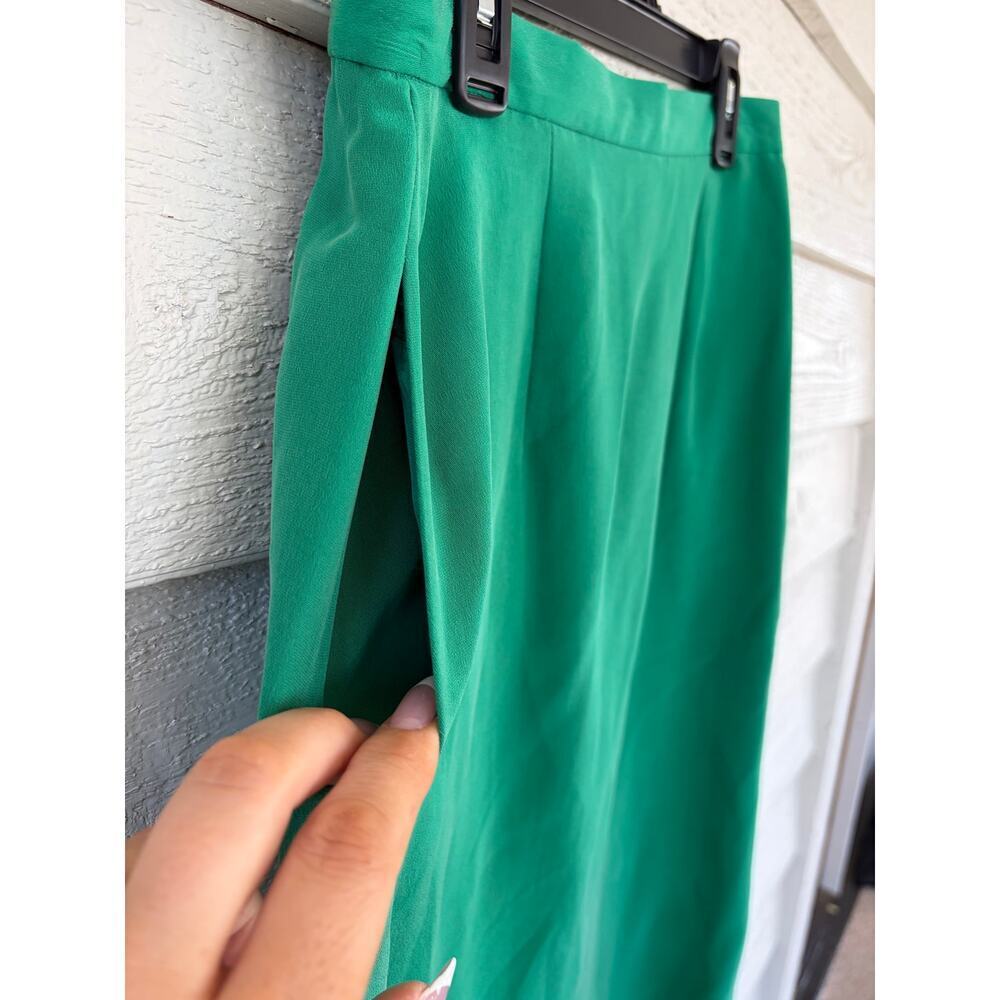 100% Silk Emerald Green Pencil Skirt Size 8 Midi Skirt Lined - Picture 7 of 9